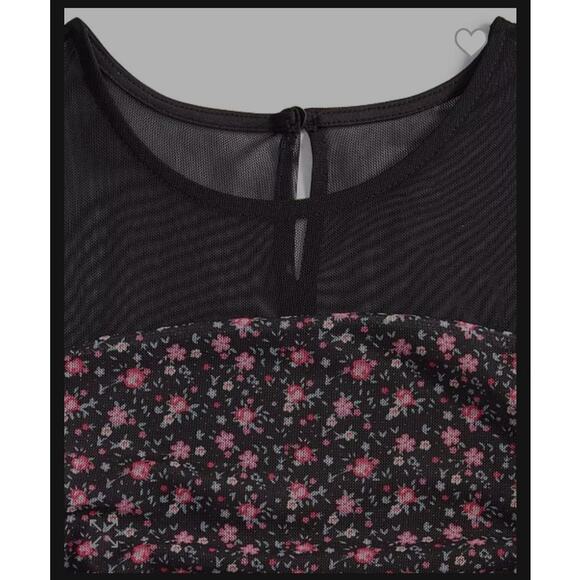 With Jules Big Girls Long-Sleeve Printed Mesh Combo Dress L - Picture 3 of 5